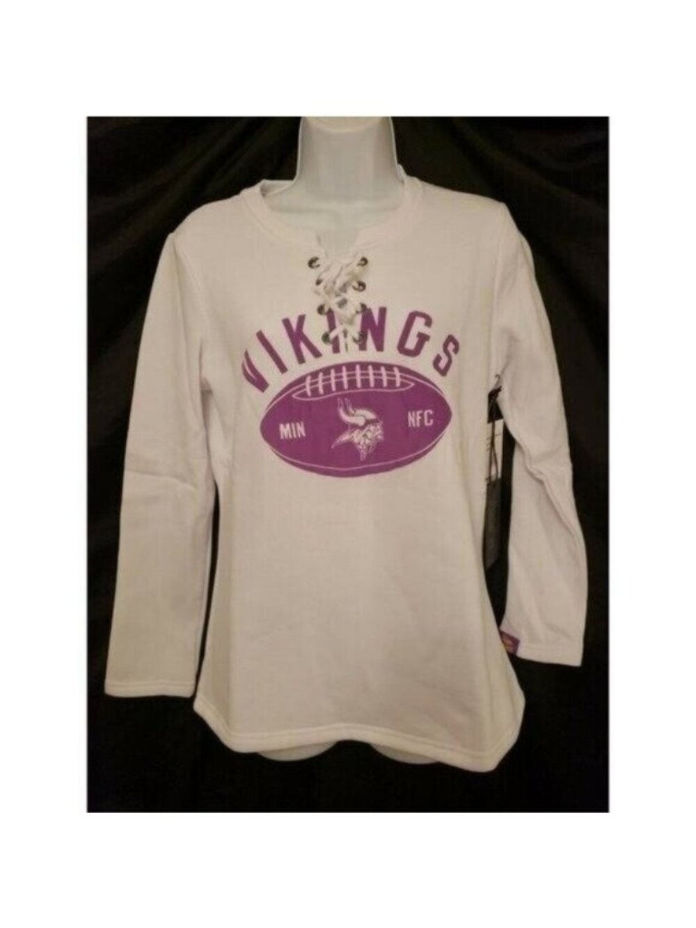 NFL Minnesota Vikings Sweatshirt (S) NWT Fleece Lace up Football Fall Winter